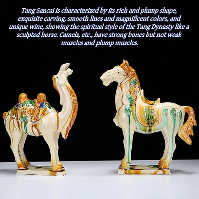 Chinese Style Sculpture Chinese Feng Shui Ceramic Sculpture Silk Road Asian Art Decorative Ornaments Beige Horse