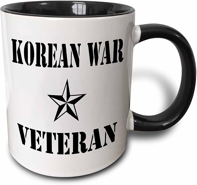 3dRose Korean War Veteran, Black And White Two Tone Mug, 11 oz