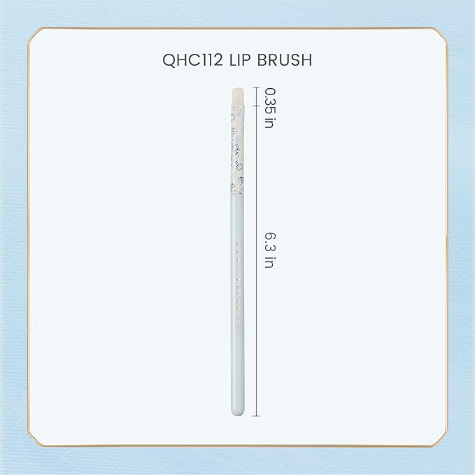Indigo Artisan Series Tongue Lip Brush - Curved Nylon Bristles for Lipstick, Gloss & Eyeshadow, Blue Porcelain Ferrule & Lacquered Wood Handle (QHC 112)