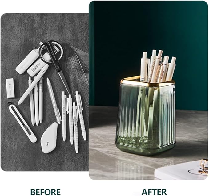 Makeup Brush Cup Holder Organizer for Vanity, Acrylic Clear Make Up Brushes Holders Container Storage with 3 Colors Available, Pen Pencil Holder Cosmetic Cup for Office Desktop Bathroom Countertop