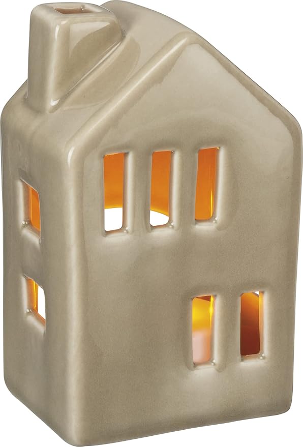 Primitives by Kathy Set of 3 Small House Shaped Stoneware Candle Holders