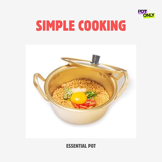 xenoz Korean Ramen Pot Aluminum Cooking Pot Lightweight Noodle Cooker with Lid for Ramen Soup Dorm Cooking Small Kitchen Made in Korea