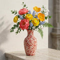Small Terracotta Bud Vase (5.7"), Hand-Painted Red Ceramic Splatter Flower Vase for Single Stems, Rustic Clay Desk & Shelf Decor, Boho Vintage Accent Piece