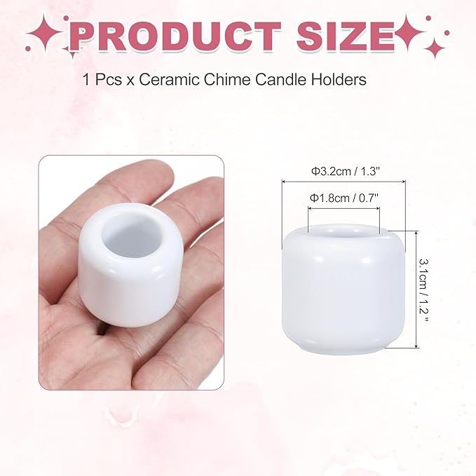 uxcell Ceramic Chime Candle Holders, Small Ceramic Candle Holders for Birthday Parties Dinners Weddings Table Centerpiece Gatherings Anniversaries Occasions, White
