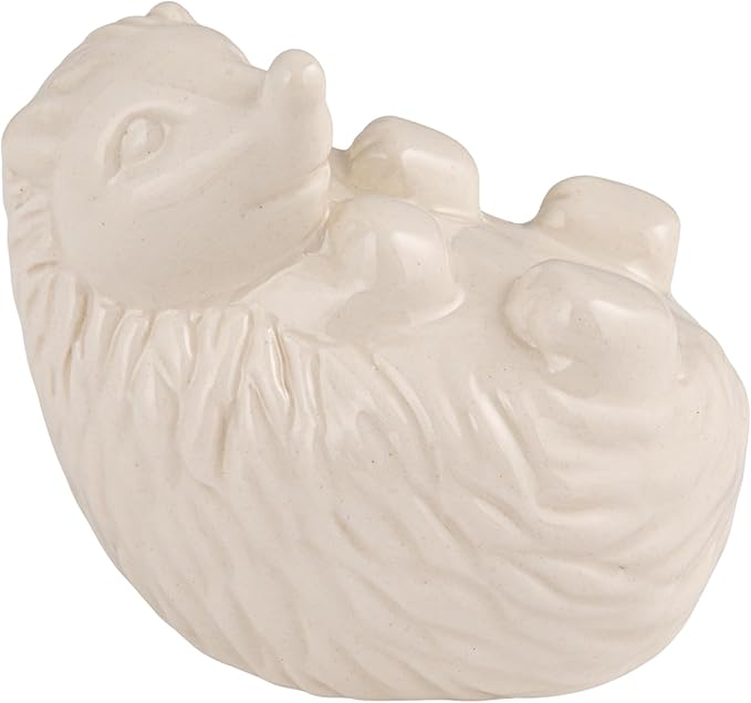 Creative Co-Op Stoneware Figurine Hedgehogs Accent Decor, Set of 6 Pieces, White