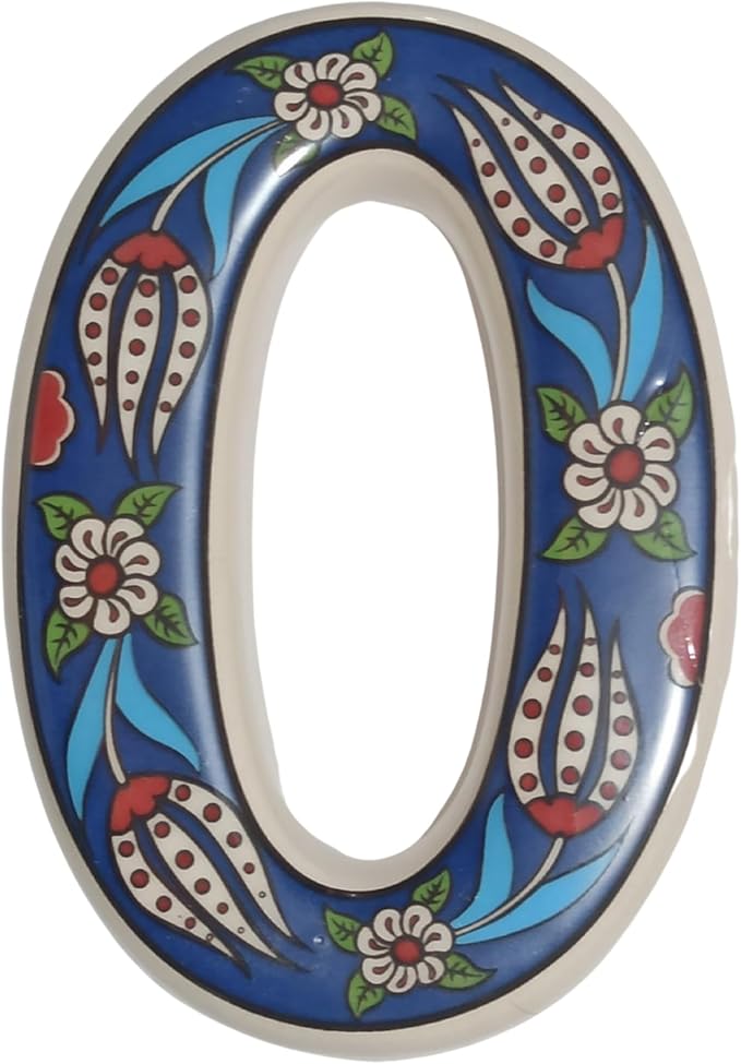 Large Ceramic Housewarming Sign Ceramic Address Plaque House Numbers Sign Door Personalized Coloured Decorative Hand Decoratede Housewarming Gifts Tulip Design 12 * 9 cm (Navy Blue, 0)