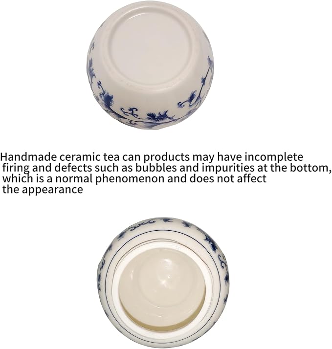 WF Chinese Ceramic Ceramic Ginger Jar Blue and White Porcelain Canister storage Containers With Lids Ashes Container Home Decoration 500 ML