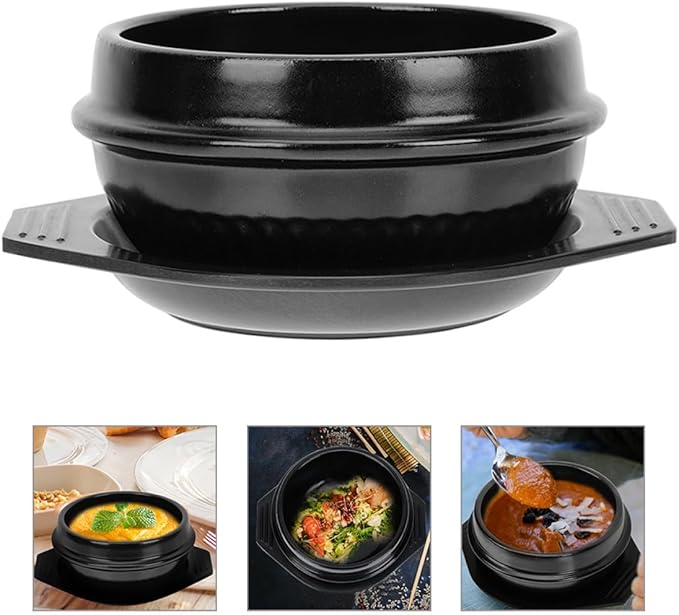 Cabilock Korean Stone Pot Casserole Cookware Stewing Pot Bibimbap Ceramic Soup Lid Korean Hot Kitchen Cooking
