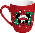 Christmas Santa Ceramic Coffee Mug, 13 oz Novelty Xmas Joy Tea Cup with Handle, Funny Winter Holiday Gifts for Friends Women Men, Red Drink Mugs Microwave and Dishwasher Safe