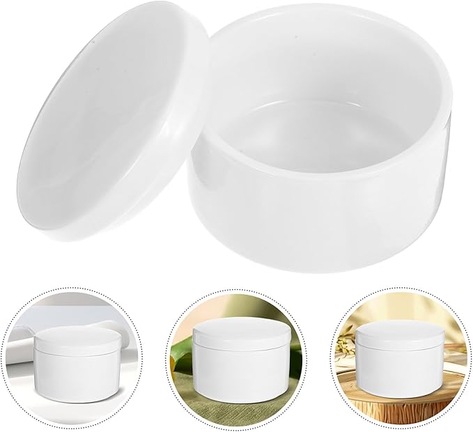 STOBAZA 3 Inch White Ceramic Jewelry Box with Lid, Small Round Porcelain Trinket Dish for Ring Earring, Minimalist Organizer Container for Vanity, DIY Paintable Favor for Wedding Valentine