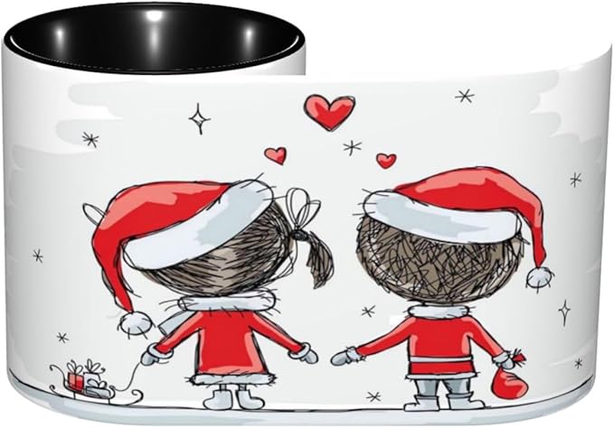 Retro,Funny Novelty Ceramic Coffee Cups With Handle,Music Pattern of Old Time Musical Tea Cup for Office and Home, 11 Oz,Dishwasher Microwave Safe (Black)