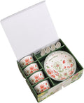 Premium Ceramic Dinnerware Set – Floral Bowls & Plates Set, Elegant Hand-Painted Design, Microwave Safe, Ideal for Wedding/Housewarming/Corporate Gifts (Blossoms, 4*bowls+spoons+plates)