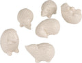 Creative Co-Op Stoneware Figurine Hedgehogs Accent Decor, Set of 6 Pieces, White