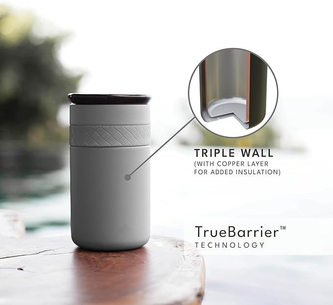 Elemental Artisan Insulated Tumbler, Triple Wall Coffee Travel Mug, Reusable Stainless Steel Coffee Tumbler with Ceramic Lid, Thermal Coffee Cups for Hot (6 Hrs) & Cold (18 Hrs), 12oz - Graphite