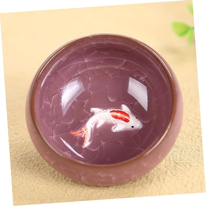 Luxshiny 6pcs Ceramic Fish Teaware Set Smooth Teaware Set Asian Tea Cup Set for Home Party Restaurant
