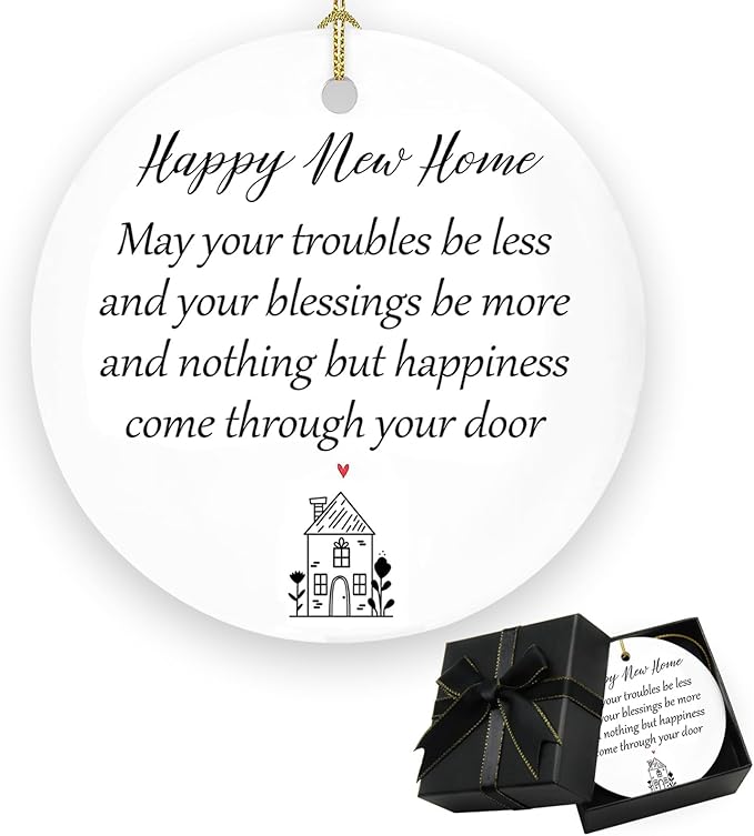 Housewarming Gifts New Home Ornament 2025 with Gift Box Round Ceramic, New Home Gift Ideas for Decor, Housewarming Gifts Couple, Fashion Housewarming Gifts,New Home Gifts for Women, Family