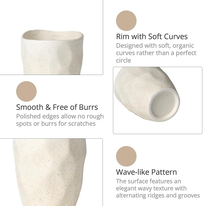 Speckled Beige Rough Ceramic Toothbrush Holder, 4 Inch Matte Undulating Pottery Bathroom Tumbler for Toothbrushes Toothpaste Razors, Countertop Organizer, Pen Holder Desktop Organizer