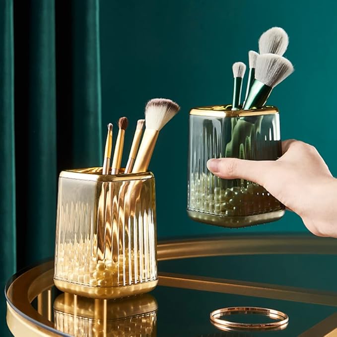 Makeup Brush Cup Holder Organizer for Vanity, Acrylic Clear Make Up Brushes Holders Container Storage with 3 Colors Available, Pen Pencil Holder Cosmetic Cup for Office Desktop Bathroom Countertop