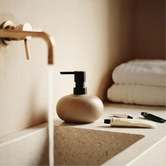 10oz Ceramic Hand Soap Dispenser, Elegant Liquid Soap Dispenser for Bathroom Countertop, Heavy & Sturdy Dish Soap Dispenser for Kitchen (Brown Set of 2)