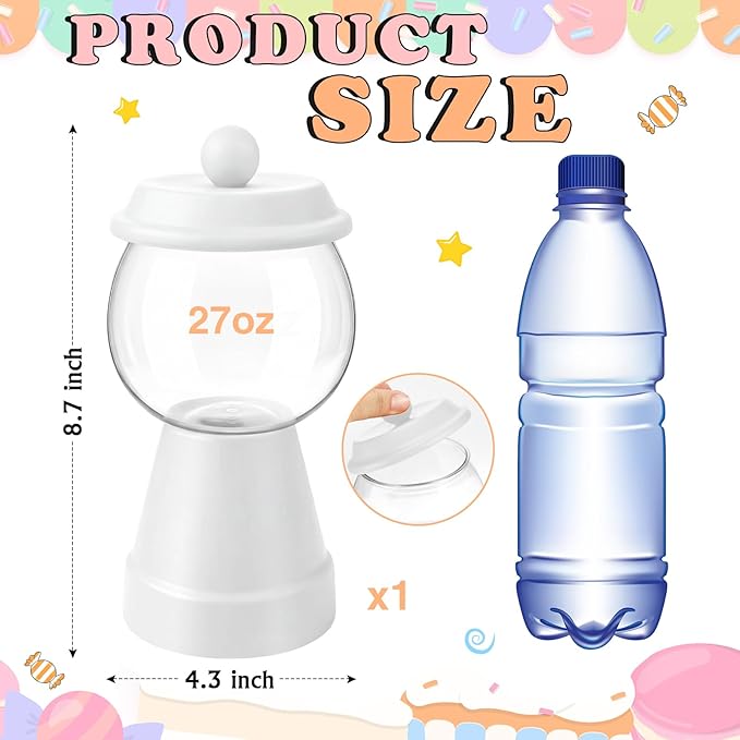 Thyle 27 oz Plastic Candy Jar with Lid Ceramic Candy Jar Food Storage Container for Easter Wedding Party Centerpieces DIY Gifts Game Table Ornament Holder Treats(White)
