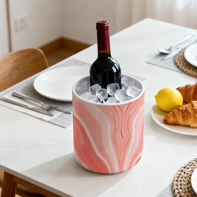 pink marble utensil holder,Countertop Ceramic Utensil Holder,Large Cooking Utensil Crocks for Kitchen Counter Decor,Ceramic Vase for Kitchen Utensils,H6.3 xD4.7(Pink marble)