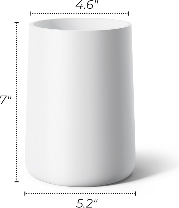 Utensil Holder – 7" Tall x 5.2" Diameter Kitchen Utensil Organizer for Countertop (Matte White, 1 Pack)