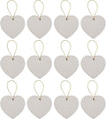 Creative Hobbies Ready to Paint DIY Ceramic Bisque Heart Ornaments with Hanger for Christmas Tree and Holiday Decoration | Pack of 12