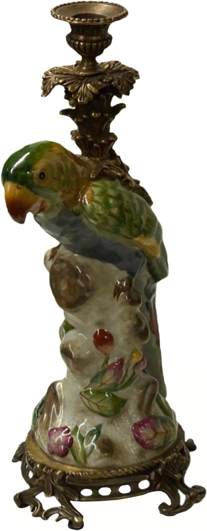 Vintage Handmade Ceramic Parrot Figure Candle Holder Aws4356