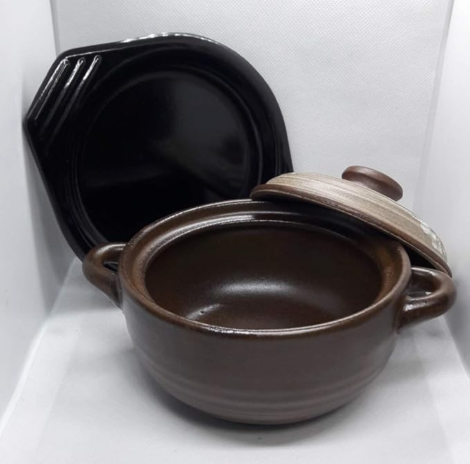 16.9ounce(500cc) Korean Traditional Ceramic Stone Bowl with Trivet for Dolsot Bibimbap Stew Soup