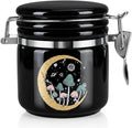 Mushroom Smell Proof Container Half Oz (250ml), Separate Space for Humidity Pack To Keep Herbs Fresh For Months - Cute Girly Stash Jar, Smell Proof Case Airtight Storage Holder Accessories - Black