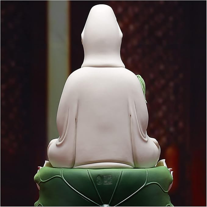 Guan Yin Statue Decorative Statue Quan Yin Guan Yin Seated Lotus Sculpture with Ceramic -East Asian Deity Goddess of Mercy and Compassion Decorations Lucky Buddha Statue