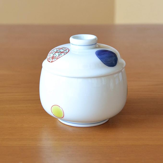 有田焼やきもの市場 Chawanmushi Cups with Lids set of 2 Japanese Chawan Mushi Arita Imari ware Made in Japan Maru-mon
