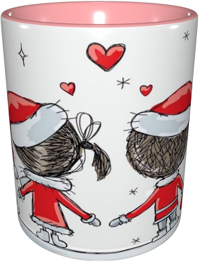 Positive Energy,Funny Novelty Ceramic Coffee Cups With Handle,Words on Circular Backdrop Tea Cup for Office and Home, 11 Oz,Dishwasher Microwave Safe (Pink)