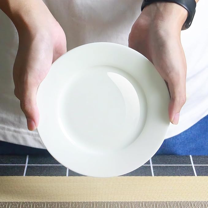 IQCWOOD 6.5 Inch Porcelain Plate Set of 6, White Dessert Plates Ceramic Salad Appetizer Plates for Christmas party, Ceramic Plates for Dinner