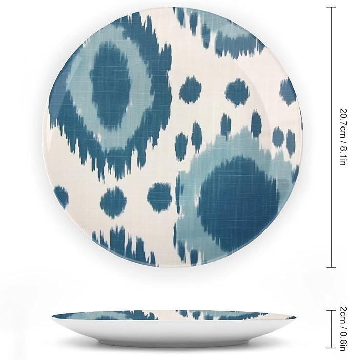 Blue Ikat Vintage Plates for Display Art Decoration Kitchen Supplies Office Display Holiday Party Decorations Customize Gifts for Men Women Holiday, 6", 7", 9", 10"