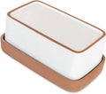 Mora Ceramic Two-in-One Butter Dish with Lid, Covered Butter Crock Container to Leave on Countertop - Large Storage Keeper/Holder for Kitchen, Gifts for Her, Butter Tray For Counter - Vanilla White