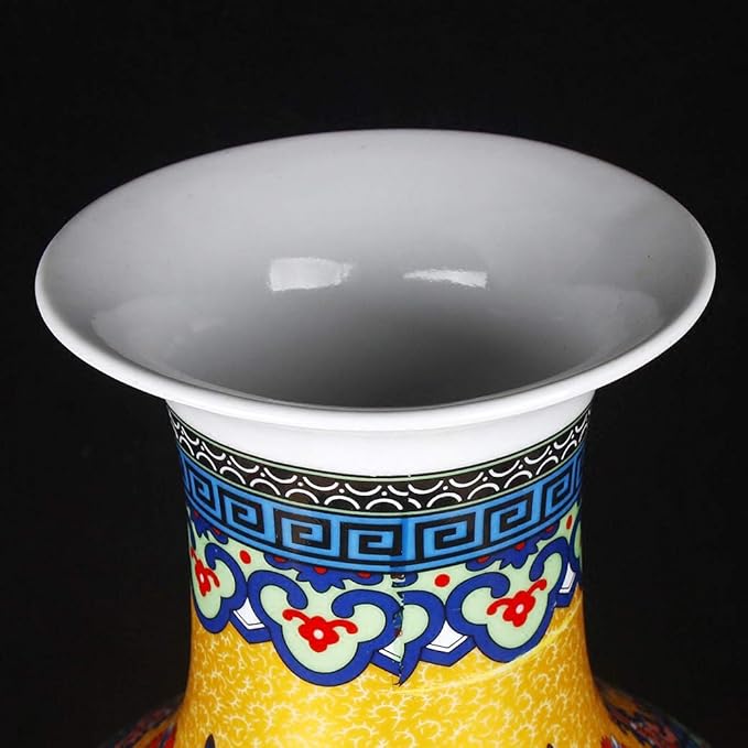 Jingdezhen Large Ceramic Floor Vase, Golden, Height 18.11" (46cm), Round, Handmade, Porcelain, Vase, Floral, Asian Style, Wedding, Mother's Day, Home Decor