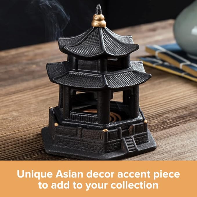 Mini Pagoda Lantern Stand - Asian Garden Decor - Japanese Decor Incense Burner - Zen Garden Sculptures & Statues - Tabletop Pagoda Lantern Decor - Candle Holder - Feng Shui Yard Art - Oriental Decor
