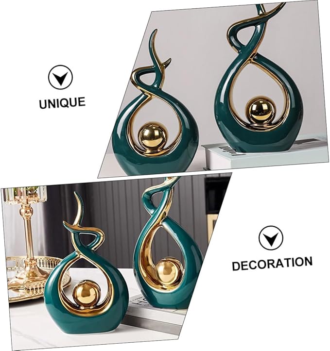 Zerodeko Ceramic Modern Abstract Art Statue for Home Decor Unique Table Ornament for Living Room and Dining Room Chic Abstract Sculpture for Bookshelf and Tv Cabinet and Design