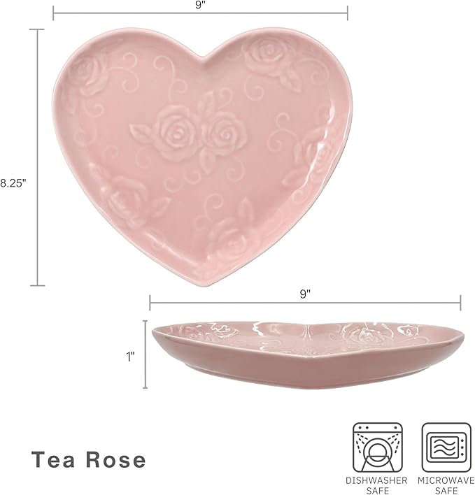 Pfaltzgraff Tearose Heart Salad Dessert Plate, 9" Pink
