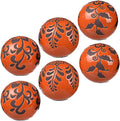 A&B Home Decorative Orbs - Table Centerpieces Set of 6 Ceramic Sphere Ball with Flat Side Orange Pattern, 4 inch