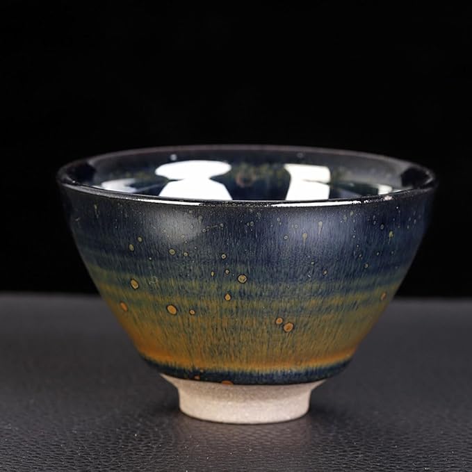 Traditional Japanese ceramic tea bowl, handcrafted with Tenmoku glaze, matcha bowl, tea ceremony cup, Jian ware, master-crafted teacup, Tenmokubowl (Jian ware oil-spot glaze teacup)