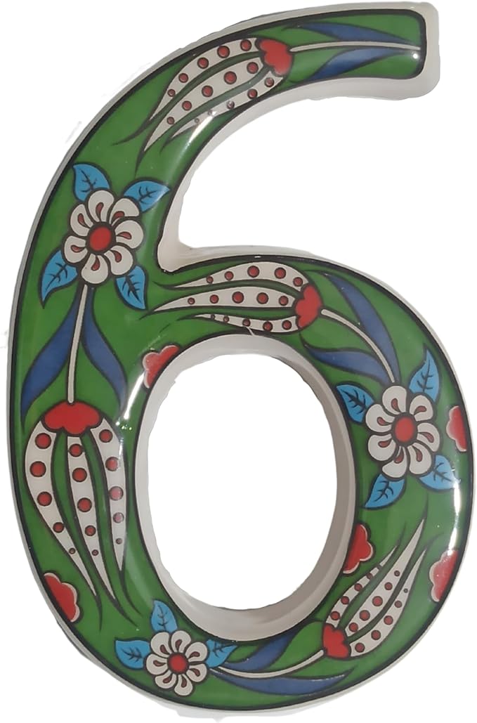 Large Ceramic Housewarming Sign Ceramic Address Plaque House Numbers Sign Door Personalized Coloured Decorative Hand Decoratede Housewarming Gifts Tulip Design 12 * 9 cm (Green, 6)