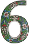 Large Ceramic Housewarming Sign Ceramic Address Plaque House Numbers Sign Door Personalized Coloured Decorative Hand Decoratede Housewarming Gifts Tulip Design 12 * 9 cm (Green, 6)