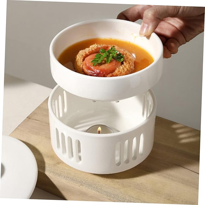 Alipis Cubilose Soup Stew Bowl Candleholder Ceramic Multi-functional Heating Pot for Sea Cucumber and Bird's Nest Decorative Design for Use