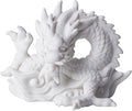SWLOM Garden Decor Chinese Feng Shui White Dragon Figurine, Asian Patio Decor, Ceramic Oriental Dragon Sculpture Tabletop Ornaments