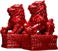 Animal Ornament Sculpture Ceramic Lions Pair Home Decorations Asian Art Desktop Feng Shui Ornaments Red