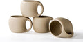 Ceramic Cappuccino Cups with Handle,6 oz Ceramic Coffee Mug Set of 4,Clay Espresso Cup for Double Shots,Small Coffee Cups for Latte,Cafe,Mocha,Tea Cups (Natural Beige,6 OZ)
