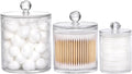 Tbestmax 10/20/36 Oz Cotton Swab/Ball/Pad Holder, Qtip Apothecary Jar Clear Bathroom Containers Dispenser Clear Lids for Storage 3 Set