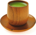 JapanBargain 4103+4079, Wooden Tea Cup and Saucer Set Wooden Water Mug Coffee Mug Japanese Zen Style Teacup 4 ounce